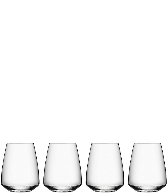 Color:Clear - Image 1 - Pulse Stemless Wine Glass, Set of 4