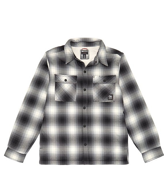 Color:Black - Image 1 - Performance Feedback Ombre Plaid Shirt Sherpa Lined Jacket