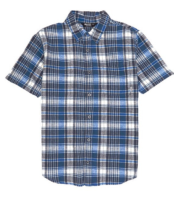 Color:Classic Blue - Image 1 - Weisse Plaid Short Sleeve Woven Shirt