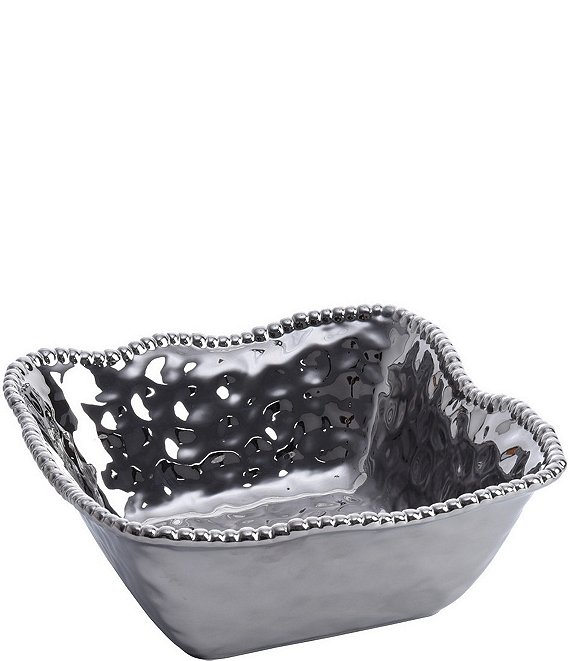 Color:Silver - Image 1 - Verona Porcelain Silver Large Square Salad Bowl