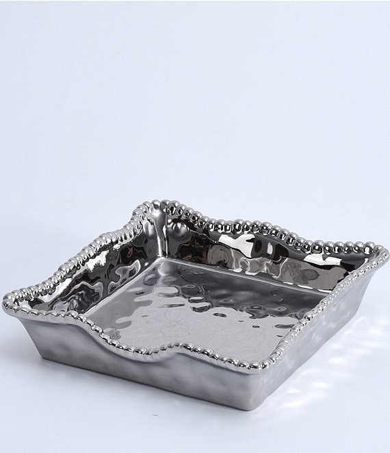 Color:Silver - Image 1 - Verona Porcelain Silver Luncheon Napkin Holder
