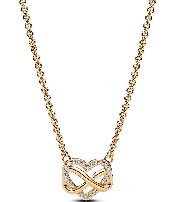 Pandora Sparkling Infinity Heart Collier Gold Short Pendant Necklace
