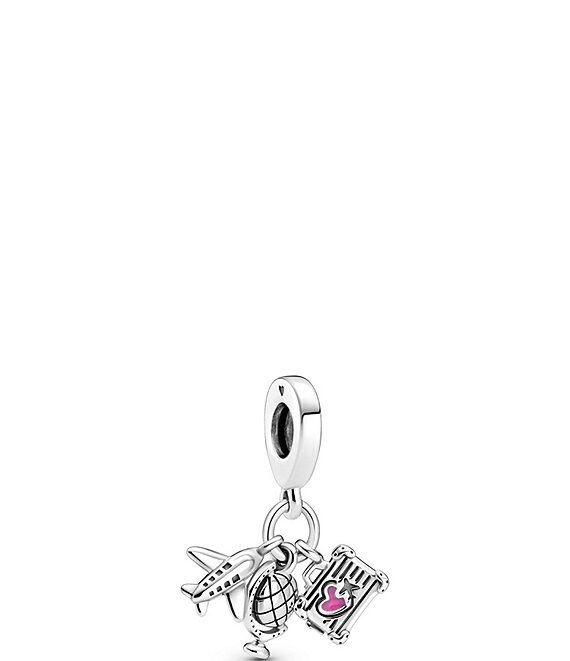 Pandora Airplane, Globe & Suitcase Dangle Sterling Silver Charm