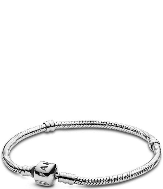 Pandora Barrel Clasp Snake Sterling Silver Charm Bracelet