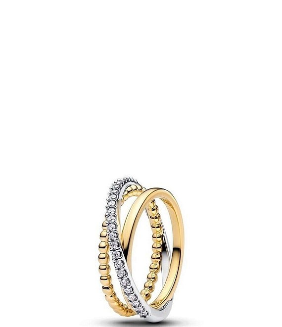 Pandora Crossover Beads & Pave Triple Band Ring