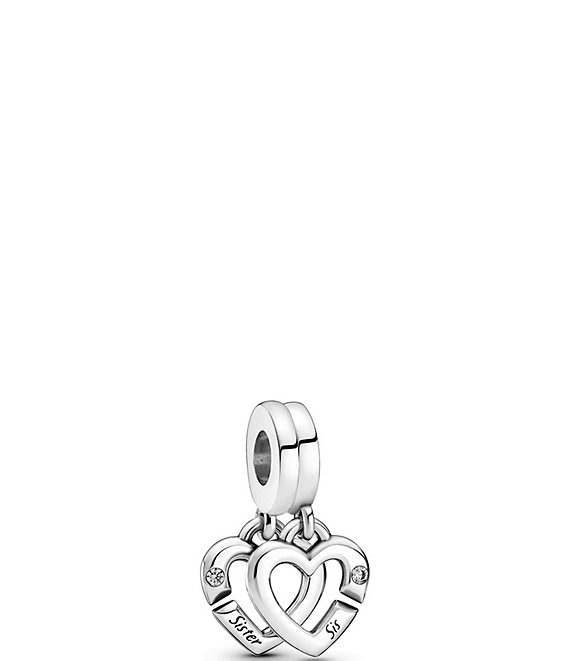 Pandora Linked Sister Hearts Split Dangle Sterling Silver Charm