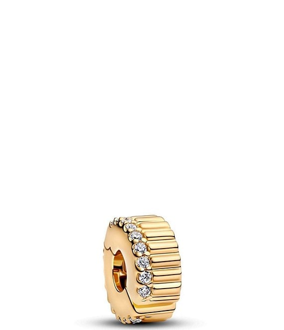 Pandora Mini Ribbed Clip Gold Charm
