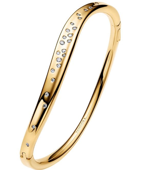 Pandora Organically Shaped Stone-Set Gold Bangle Bracelet