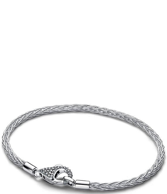 Pandora Pave Clasp Foxtail Sterling Silver Charm Bracelet