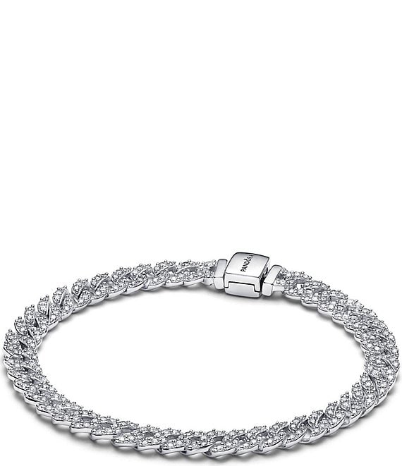 Pandora Pave Cuban Sterling Silver Chain Bracelet