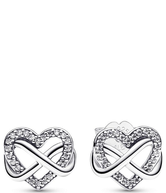 Pandora Sparkling Infinity Heart Sterling Silver Stud Earrings