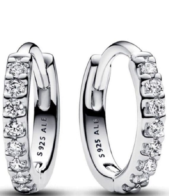 Pandora Sparkling Sterling Silver Huggie Hoop Earrings