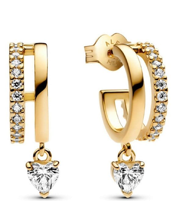 Pandora Timeless Dangling Heart Hoop Earrings