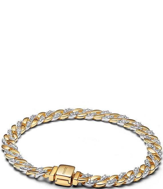 Pandora Two-Tone Pave Cuban Chain Bracelet