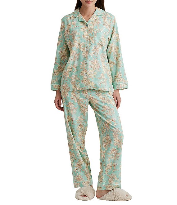 Papinelle Bridget Brushed Floral Print Full-Length Pajama Set | Dillard's