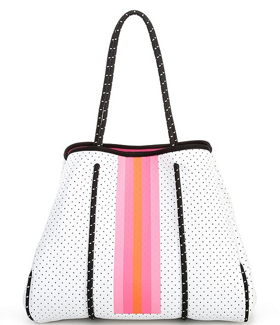 Parker & Hyde White and Pink Stripe Neoprene Tote Bag