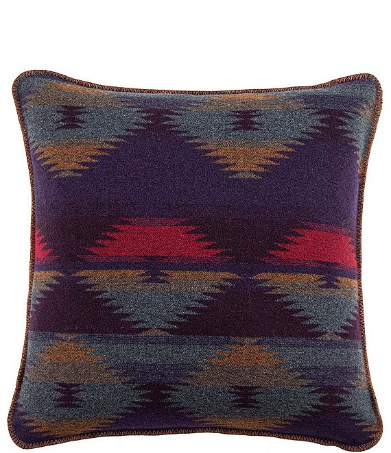 Color:Violet/Multi - Image 1 - Paseo Road by HiEnd Accents Gila Geometric Print Wool Blend Square Pillow