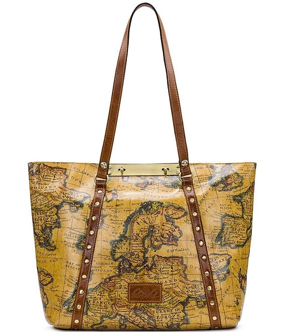 Patricia Nash Benvenuto Leather European Map Print Tote Bag