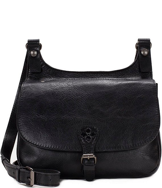 Color:Black - Image 1 - Distressed Vintage Collection Saddle Crossbody Bag