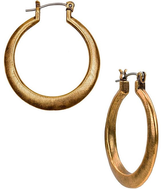 Color:Gold - Image 1 - Hammered Basic Hoop Earrings