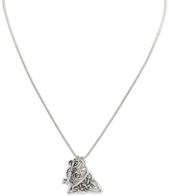 Patricia Nash Heart Key Triangle Charm Long Pendant Necklace