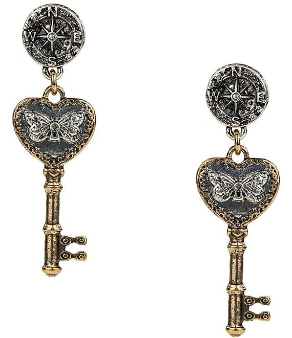 Patricia Nash Key Post Drop Earrings