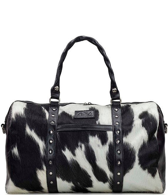 Color:Black - Image 1 - Milano Hair Calf Leather Weekender Bag