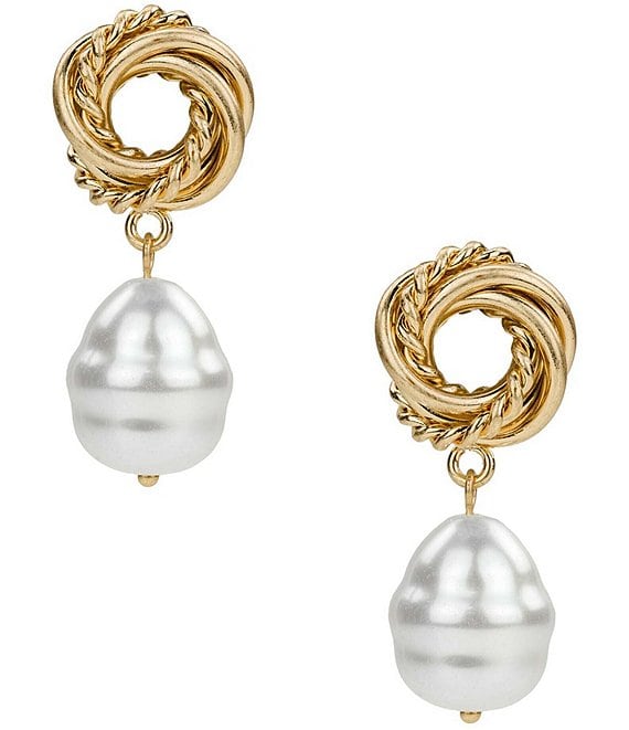 Patricia Nash Rope Knot Pearl Drop Earrings