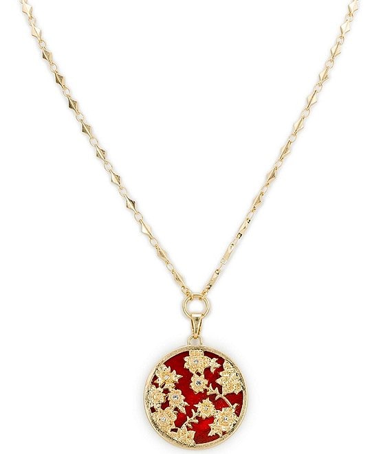 Patricia Nash Round Red Flower Short Pendant Necklace