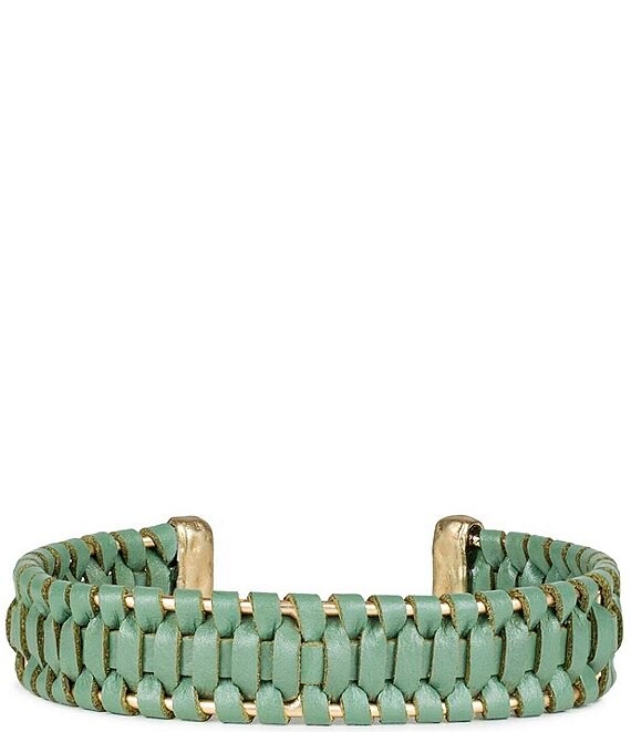 Bottega Veneta Leather Cuff Bracelet - Gold-Tone Metal Cuff