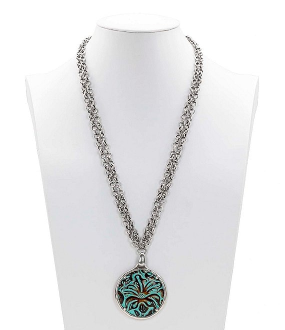 Color:Turquoise - Image 1 - The Leather Pendant Necklace