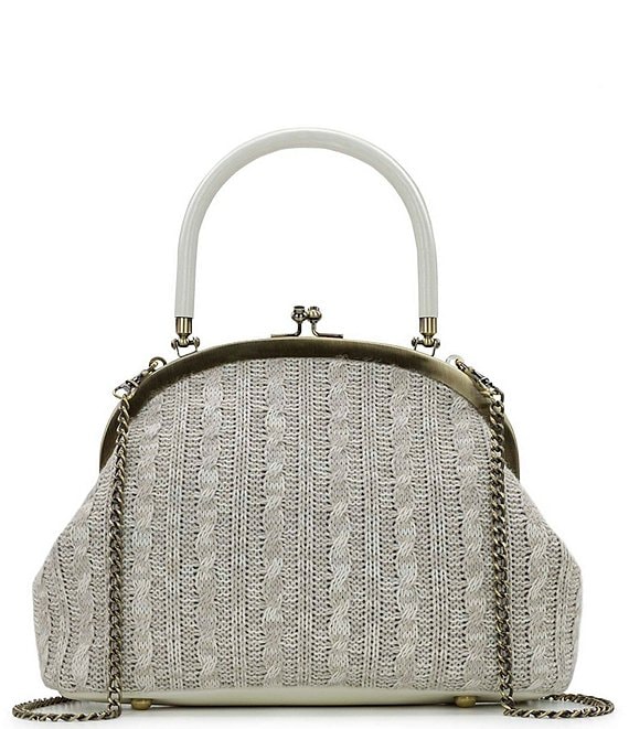 Patricia Nash Willow Top Handle Cable Knit Crochet Frame Satchel Bag ...
