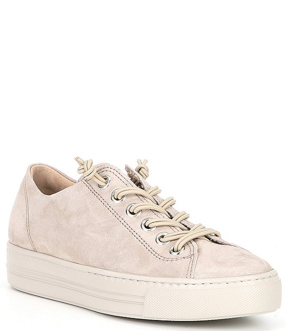 Color:Metallic - Image 1 - Hadley Leather Lace-Up Sneakers