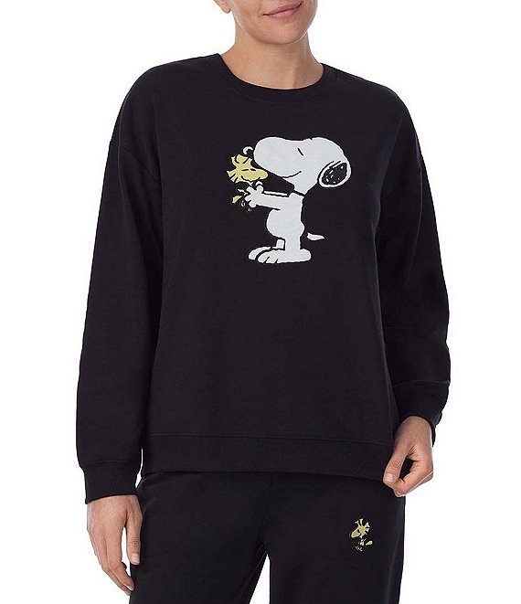 Peanuts Snoopy Print Terry Long Sleeve Crew Neck Coordinating