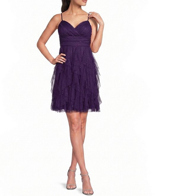 Pear Culture Spaghetti Strap Glitter Cork Dress