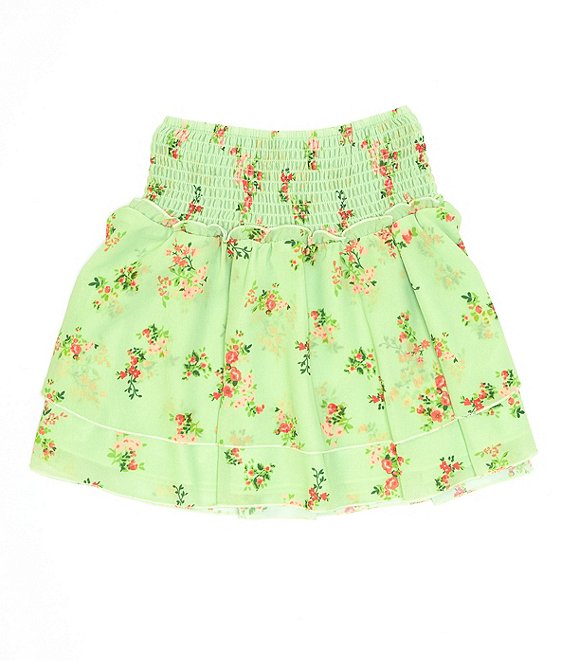 Peek Little Girls 2T-12 Floral Print Chiffon Smocked Tiered Skirt ...