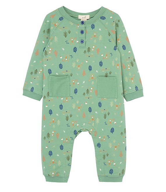 Peek Baby Boys 6-24 Months Forest Bears Henley Long Sleeve Coverall