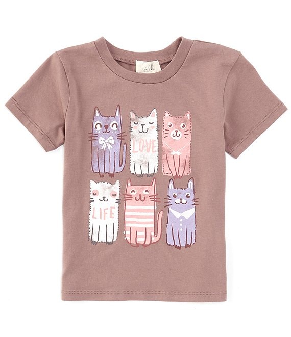 Peek Little Big Girls 2T 10 Short Sleeve Happy Cat Graphic T Shirt Dillard s