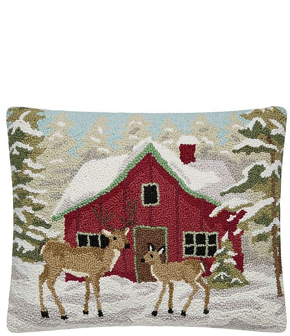 Peking Handicraft Cabin And Deer Hook Wool Pillow