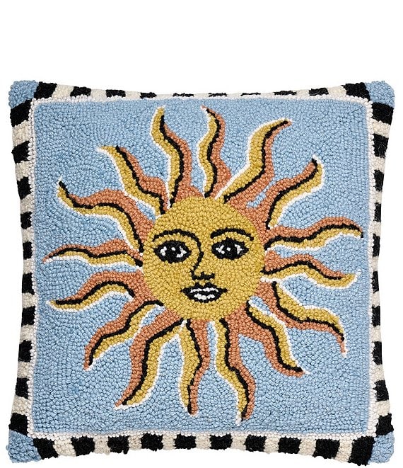 Peking Handicraft Celestial Sun Wool Hook Square Pillow
