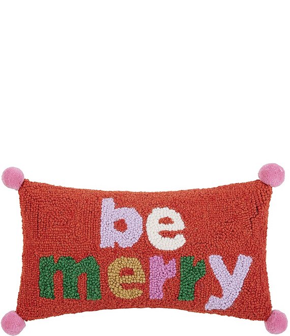 Peking Handicraft Merry Balsam Hooked Christmas Pillow, 12 x 8