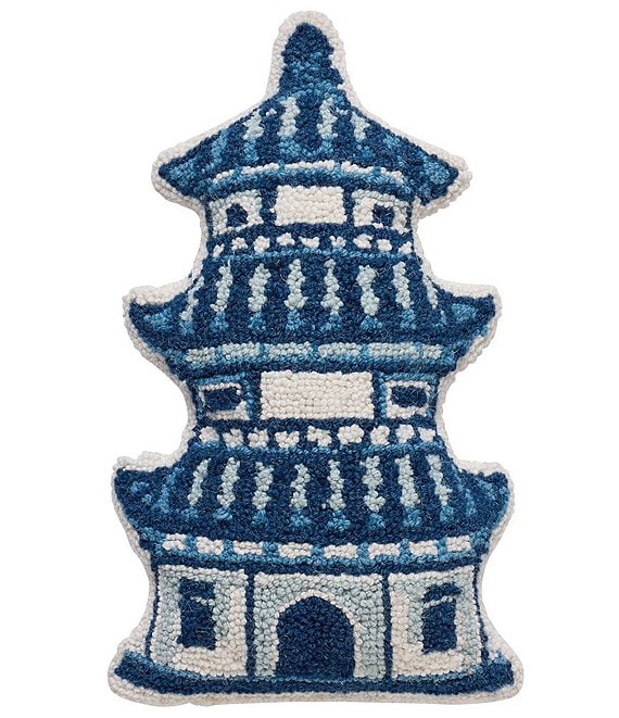 Peking Handicraft Pagoda Shaped Printed Hooked Wool Pillow