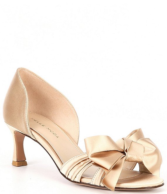 Color:Platinum Gold - Image 1 - Blythe Satin Bow Dress Sandals