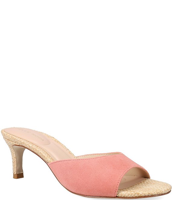 Pelle Moda Unia Suede Raffia Stiletto Dress Slide Sandals