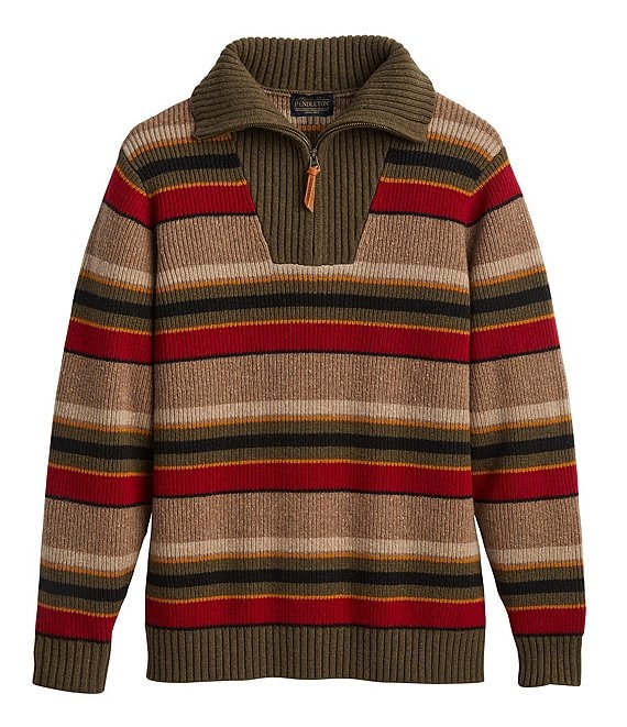 Pendleton Camp Stipe Merino Wool Quarter-Zip Sweater