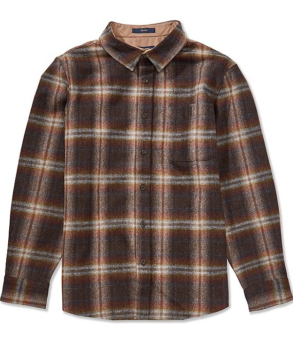 Pendleton Trail Long Sleeve Plaid Wool Woven Shirt, Grey Mix Multi Ombre - Image 1