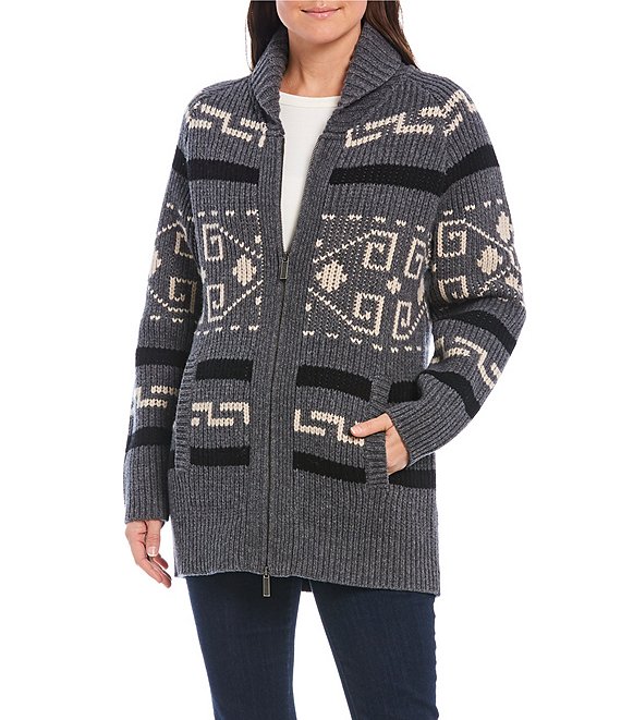 Pendleton Women s Long Westerley Cardigan Small Grey Black