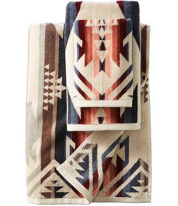 Pendleton Woolen Mills - Your favorite Pendleton patterns are also  available in bath towels. Mix or match colors and patterns for an instant  bathroom refresh. (Pictured here: Chief Joseph Aqua, Spider Rock