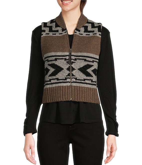 Women's Chico's wool blend zebra print open front vest size extra