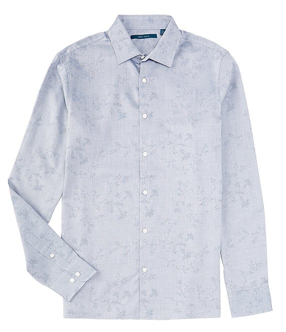 Perry Ellis Men's Floral Print Jacquard Long Sleeve Shirt